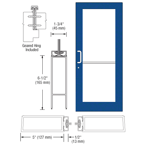 Custom KYNAR Paint Custom Single Series 550 Wide Stile Geared Hinge Entrance Door for Surface Mount Door Closer