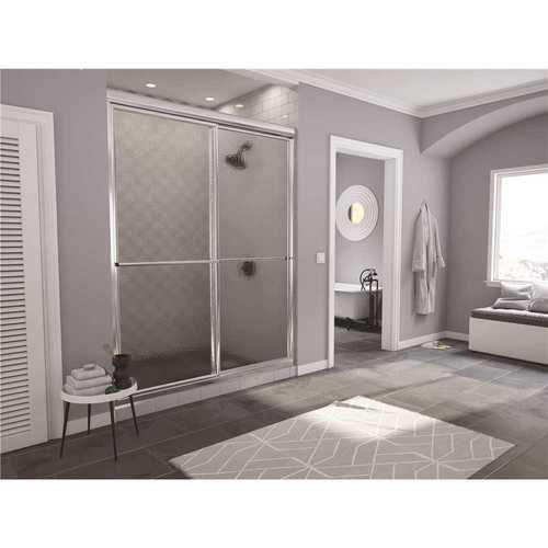 Newport 64 in. to 65.625 in. x 70 in. Framed Sliding Shower Door with Towel Bar in Chrome and Aquatex Glass