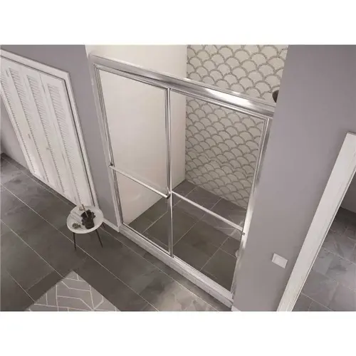 Newport 64 in. to 65.625 in. x 70 in. Framed Sliding Shower Door with Towel Bar in Chrome and Clear Glass