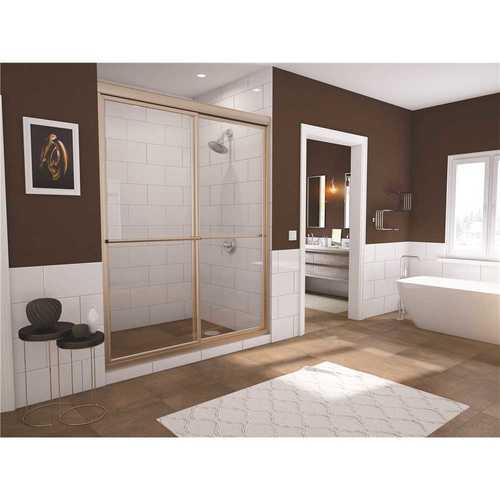 Coastal Shower Doors 1642.70N-C Newport 42 in. to 43.625 in. x 70 in. Framed Sliding Shower Door with Towel Bar in Brushed Nickel and Clear Glass