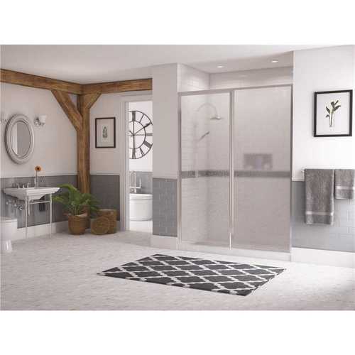 Legend 38.5 in. to 40 in. x 69 in. Framed Hinge Swing Shower Door with Inline Panel in Chrome with Obscure Glass