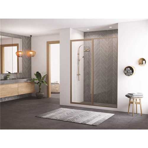 Legend 38.5 in. to 40 in. x 69 in. Framed Hinge Swing Shower Door with Inline Panel in Brushed Nickel with Clear Glass