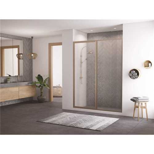 Legend 43.5 in. to 45 in. x 66 in. Framed Hinge Swing Shower Door with Inline Panel in Brushed Nickel with Obscure Glass