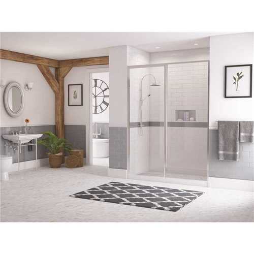 Legend 37.5 in. to 39 in. x 69 in. Framed Hinge Swing Shower Door with Inline Panel in Chrome with Clear Glass