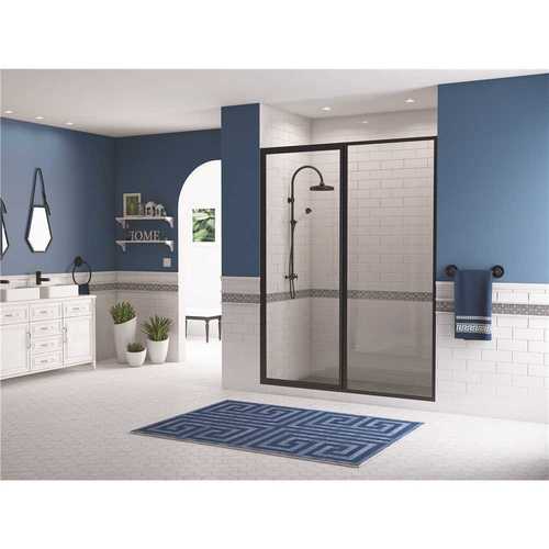 Legend 39.5 in. to 41 in. x 69 in. Framed Pivot Shower Door with Inline Panel in Black Bronze with Clear Glass