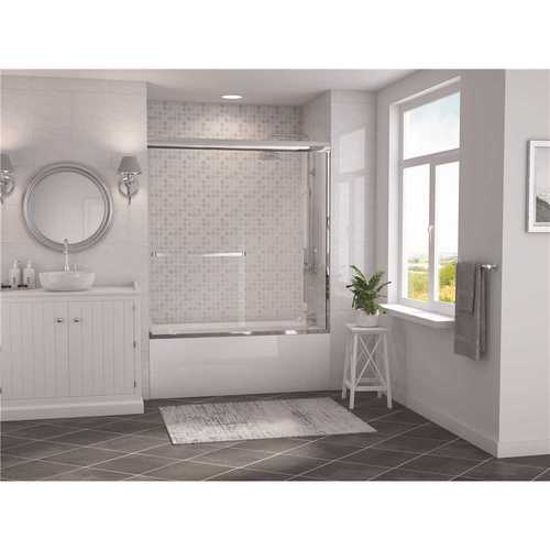 Paragon 3/16 B 64 in. x 57 in. Semi-Framed Sliding Tub Door with Towel Bar in Chrome and Clear Glass