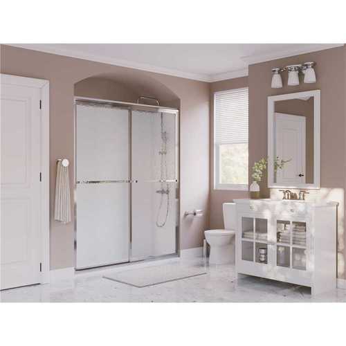 Paragon 44 in. to 45.5 in. x 66 in. Framed Sliding Shower Door with Towel Bar in Chrome and Obscure Glass
