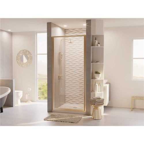 Legend 23.625 in. to 24.625 in. x 68 in. Framed Hinged Shower Door in Brushed Nickel with Clear Glass