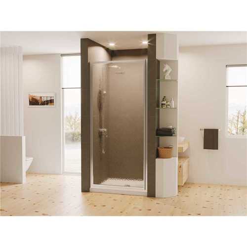 Legend 27.625 in. to 28.625 in. x 64 in. Framed Hinged Shower Door in Chrome with Obscure Glass