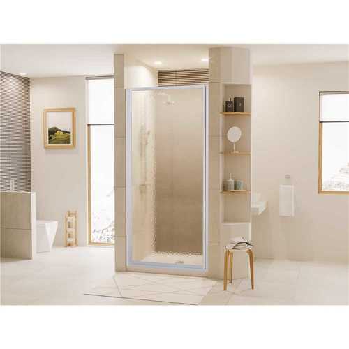 Legend 23.625 in. to 24.625 in. x 64 in. Framed Hinged Shower Door in Platinum with Obscure Glass