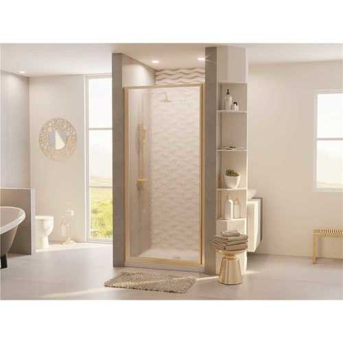 Legend 23.625 in. to 24.625 in. x 68 in. Framed Hinged Shower Door in Brushed Nickel with Obscure Glass
