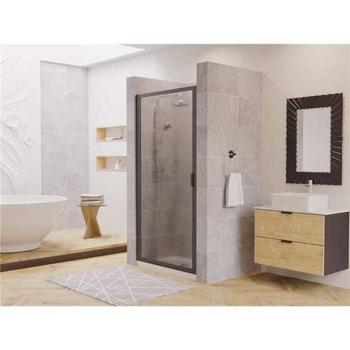 Coastal Shower Doors P24.66O-A Paragon 24 in. to 24.75 in. x 66 in. Framed Pivot Shower Door in Black Bronze with Aquatex Glass