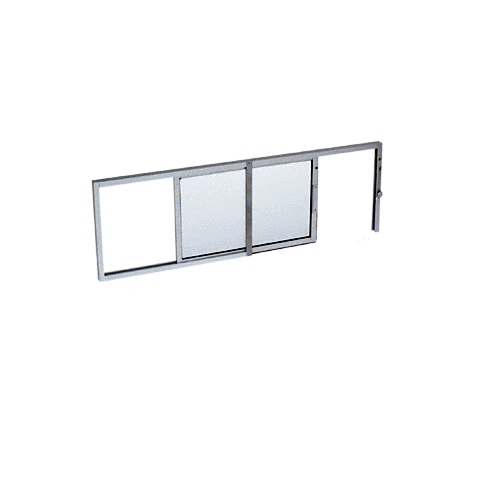 Satin Anodized Horizontal Sliding Service Window X- or -X Format with 1/8" & 1/4" Vinyl Only No Screen