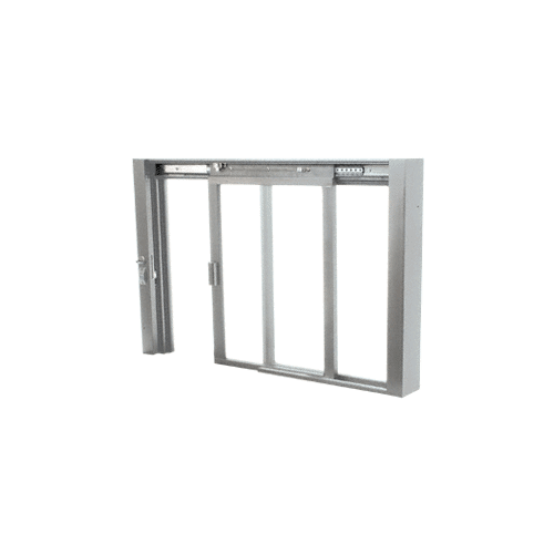 Satin Anodized Self-Closing Deluxe Sliding Service Windows with Aluminum Half Bottom Track