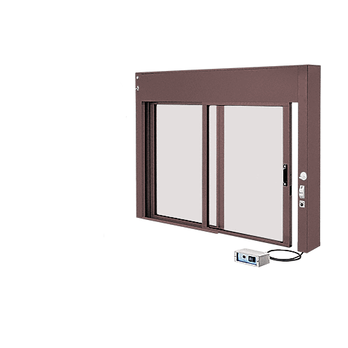 Dark Bronze 48" x 36" All Electric Fully Automatic Deluxe Sliding Service Window OX (Clerk Side) No Bottom Track