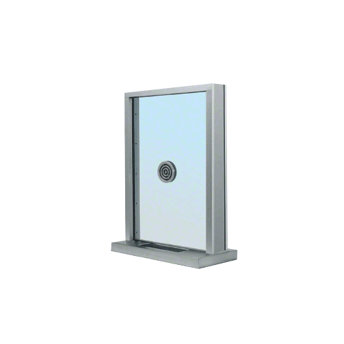 Brushed Stainless Steel Frame Exterior Glazed Exchange Window with 18" Shelf and Deal Tray
