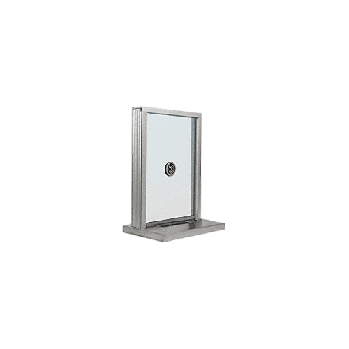 Satin Anodized Aluminum Standard Inset Frame Exterior Glazed Exchange Window with 18" Shelf and Deal Tray