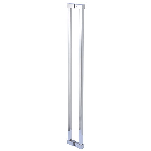 Polished Stainless Cut To Size Glass Mounted Square Ladder Style Pull Handle with Square Mounting Posts