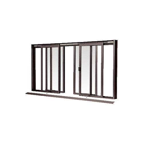 Duranodic Bronze DW Series Four Panel Manual Deluxe Sliding Service Window OXXO with Screen