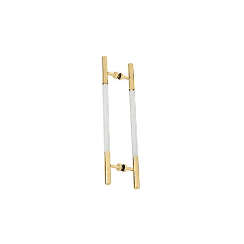 Polished Brass 24-1/2" Overall Length Glass Mounted Ladder Style Pull Handle with Acrylic Semi-Inserts