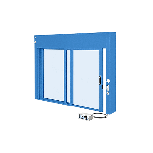 KYNAR Painted (Specify) Custom Size All Electric Fully Automatic Deluxe Sliding Service Window XO or OX With Aluminum Half Bottom Track