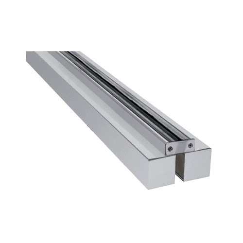 Brushed Stainless Custom Size Double Door Glass-to-Wall Floating Header with Fin Brackets