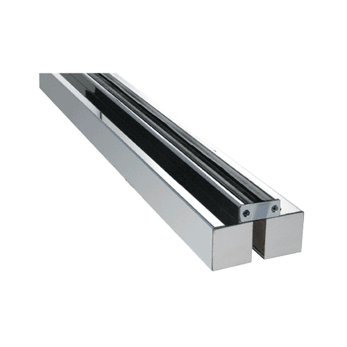 Polished Stainless Custom Size Single Door Glass-to-Wall Floating Header with Fin Brackets