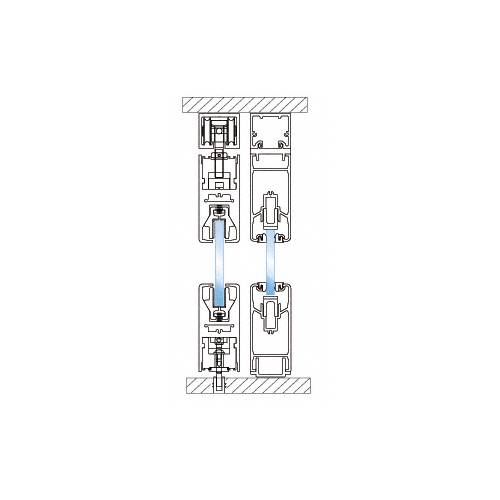 Polished Brass 2-Panel XO (OX) Bypass Overhead Double Track Sliding Door System