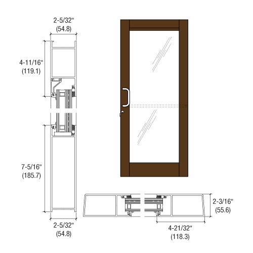 Bronze Black Anodized Custom Single Series 604 Blast Resistant Butt Hinge Entrance Door With Panic for Surface Mount Door Closer