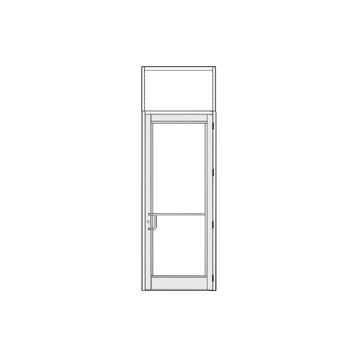 White KYNAR Paint DH-350 Impact Resistant Storefront Single Door Frame with Transom for 36" x 96" Opening Right Hand Swing Out Prepped for Dor-O-Matic Electric Panic and 4 Butt Hinges