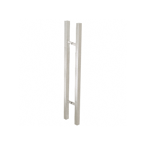 Brushed Stainless Glass Mounted Square Ladder Style Pull Handle with Square Mounting Posts - 36"