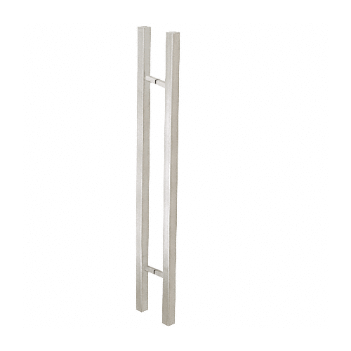 Brushed Stainless Glass Mounted Square Ladder Style Pull Handle with Square Mounting Posts - 48"