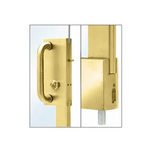 Polished Brass 4" x 10" Center Lock With Bottom Rail Extension Rod Throw - Two Point with Handle