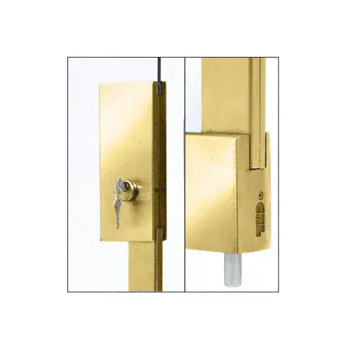 Polished Brass 4" x 10" Center Lock With Bottom Rail Extension Rod Throw - One Point Without Handle