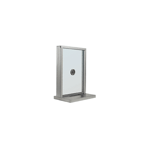 CRL N1EW18A Satin Anodized Aluminum Narrow Inset Frame Exterior Glazed Exchange Window With 18" Shelf and Deal Tray