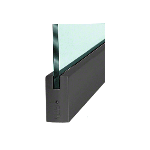 Black Powder Coated 3/8" Glass 4" Square Door Rail Without Lock - Custom Length
