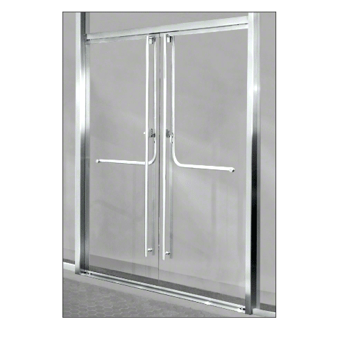 Polished Stainless 1301 Entry Door 1/2" Glass w/Overhead Closer - Entry With Panic