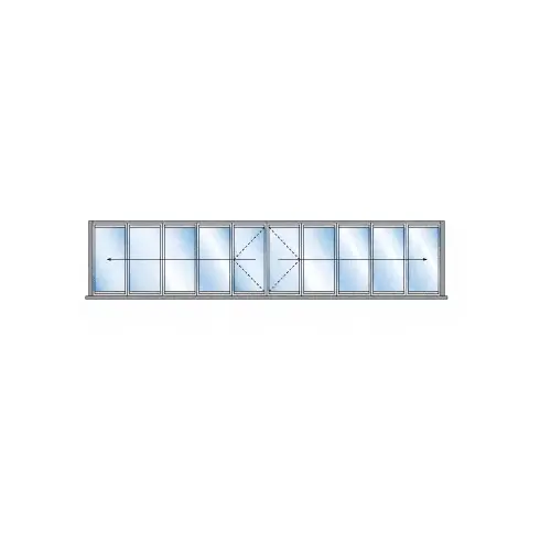 S55 Monterey 5+5 Bi-Fold Bi-Part Interior Swing with Flush Sill Satin Anodized
