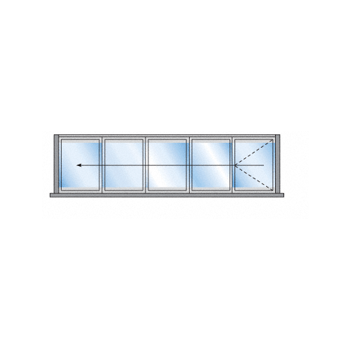 S55 Monterey Bi-Fold 5 Panel Left Hand Interior Swing with Flush Sill Black Powder Coat