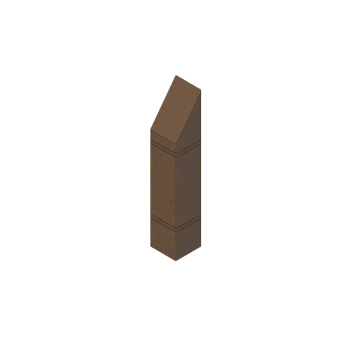 Brushed Bronze Bollard 9" Square with Angled Top and Double Line Accents