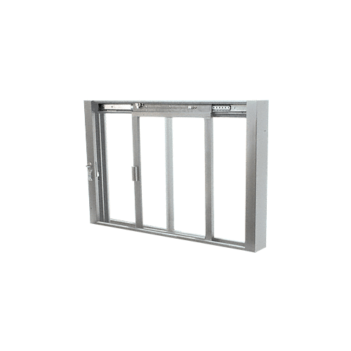 Satin Anodized Self-Closing Deluxe Sliding Service Windows with Aluminum Full Bottom Track