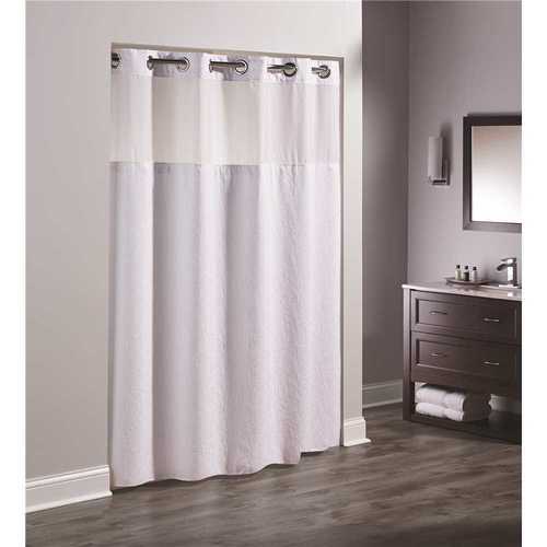 Hookless HBH47CJ01 Coral 77 in. L White Shower Curtain with Sheer Window and Snap Liner - pack of 12
