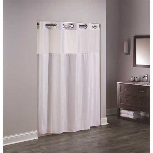 Hookless HBH53DTB01CR 74 in. L Double H White Shower Curtain with Sheer Window and Snap Liner - pack of 12