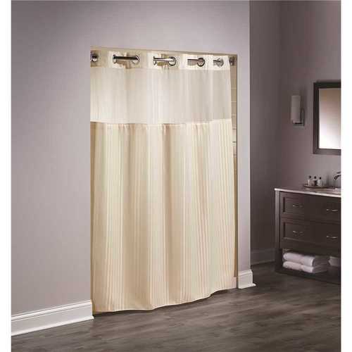 Hookless HBH53DTB05CRX 77 in. L Double H Shower Curtain with Sheer Window and Snap Liner Beige - pack of 12