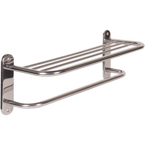 18 in. W Towel Shelf With Towel Bar in Polished Finishing