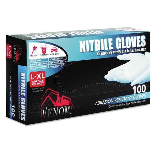 Non-Sterile Disposable Gloves, L/XL, Nitrile, Blue, 9 in L - pack of 100