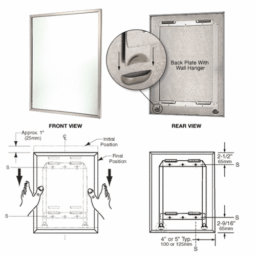 Stainless Steel 24" x 30" Standard Tamper Proof Framed Mirror