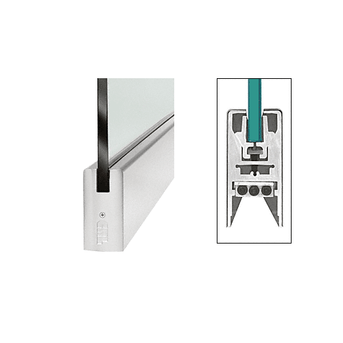 Brushed Stainless 42" Cut to Length Door Rail 4" Square Style without Lock - for 1/2" Glass