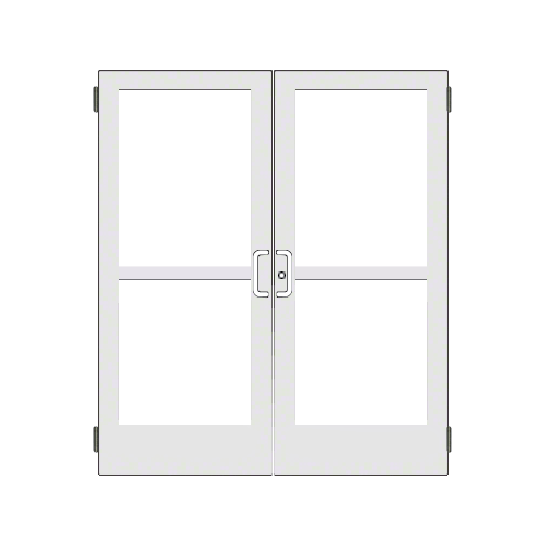 White KYNAR Paint Custom Pair Series 400 Medium Stile Butt Hinged Entrance Doors With Panics for Overhead Concealed Door Closers