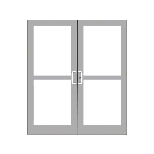 Clear Anodized Custom Pair Series 400 Medium Stile Offset Hung Geared Hinge Entrance Doors For Panics and Overhead Concealed Door Closers